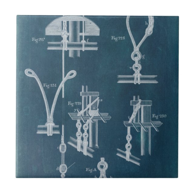 Nautical Detail Blueprint IV Ceramic Tile (Front)