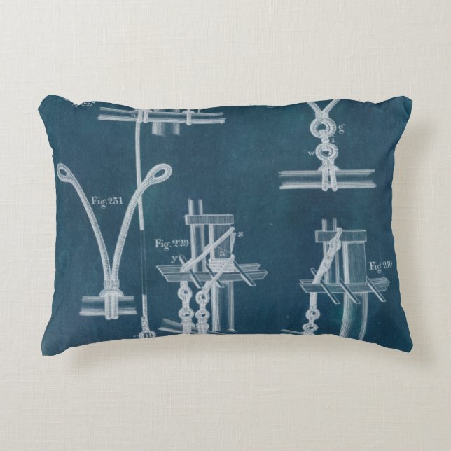 Nautical Detail Blueprint IV Decorative Cushion (Front)