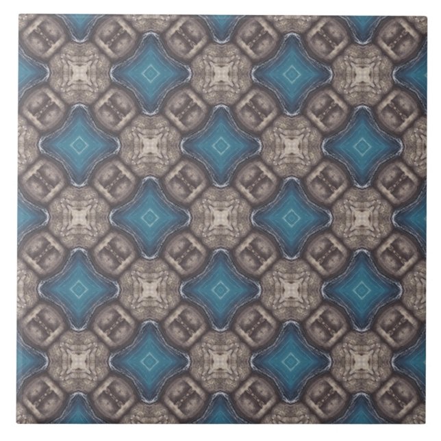 Nautical Diamond Pools & Stripes Pattern Ceramic Tile (Front)