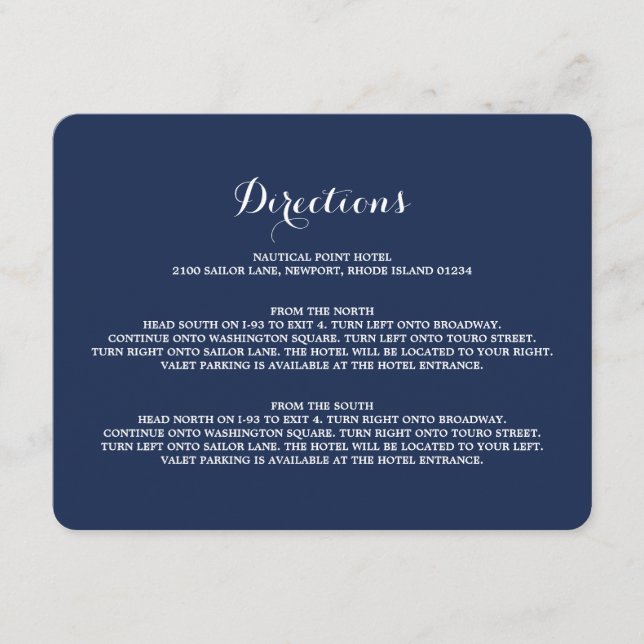 Nautical | Directions Enclosure Card (Front)