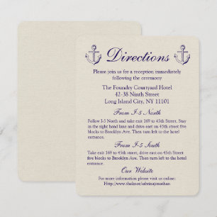 Nautical Directions Ship Anchor Navy & Tan Wedding Invitation