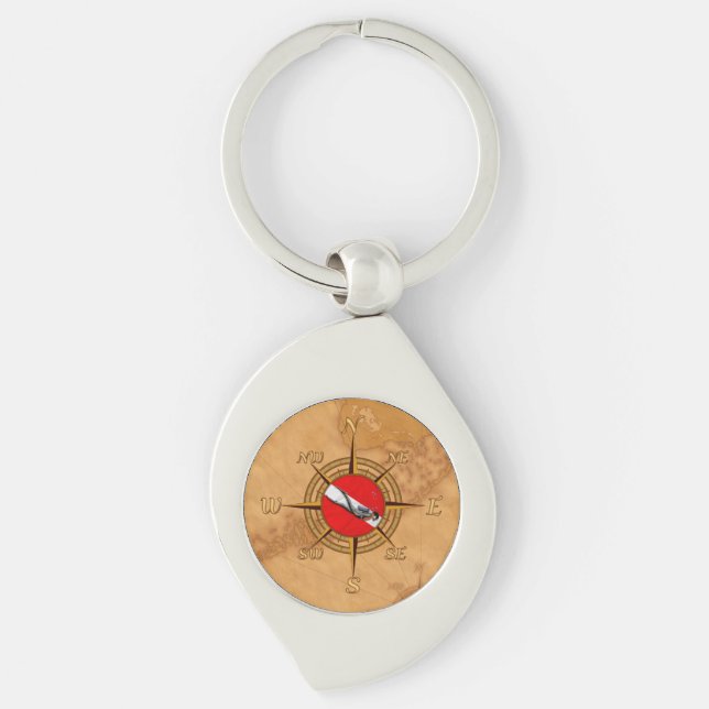 Nautical Dive Compass Key Ring (Front)
