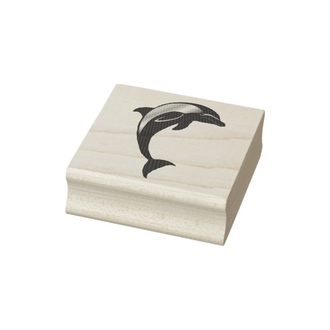 Nautical dolphin jumping porpoise ocean fish rubber stamp (Stamp)