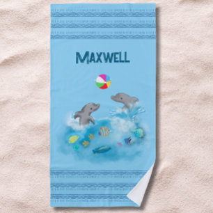 Nautical Dolphin Summer Fun Volleyball Boys Beach Towel