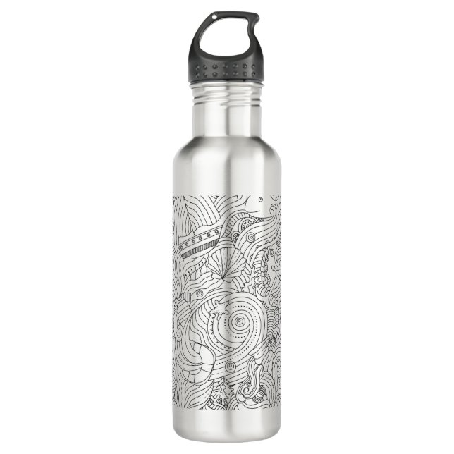 Nautical Doodle 710 Ml Water Bottle (Front)