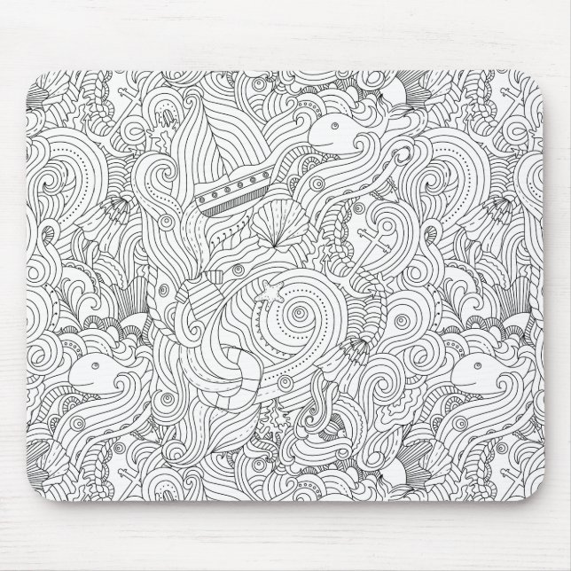 Nautical Doodle Mouse Pad (Front)