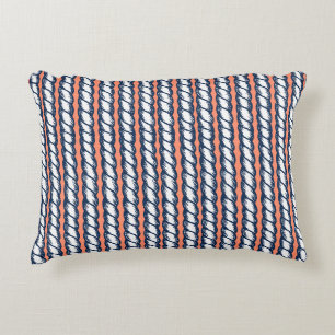 Nautical Doodles – Coral & Navy Rope Stripe Decorative Cushion