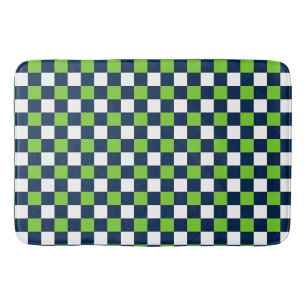 Nautical Doodles – Lime & Navy Mini Check Bath Mat