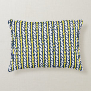 Nautical Doodles – Yellow & Navy Rope Stripe Decorative Cushion