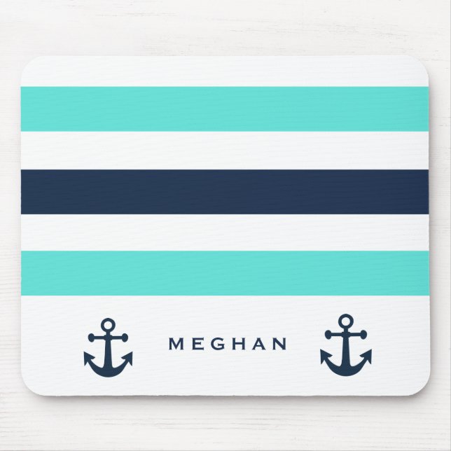 Nautical double anchor Monogram Mousepad (Front)