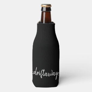 nautical DRIFT AWAY lettering with fish hooks Bottle Cooler
