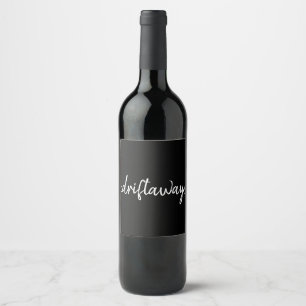 nautical DRIFT AWAY script lettering Wine Label