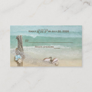 Nautical driftwood beach RSVP wedding Enclosure Card