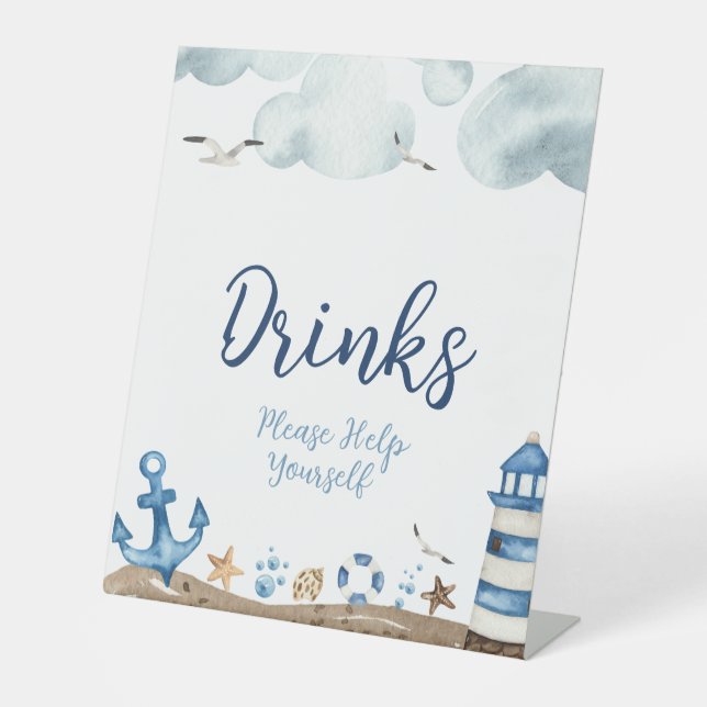 Nautical Drinks Baby Shower Sign (Front)