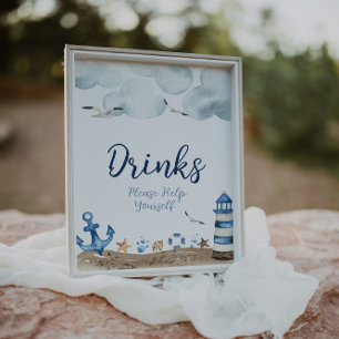Nautical Drinks Baby Shower Sign