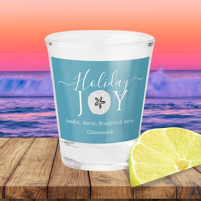 Nautical Dusty  Joy Sand dollar 3 Photo Christmas  Shot Glass (Creator Uploaded)