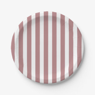 Nautical Dusty Pink & White Striped Paper Plate