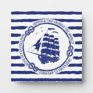 Nautical Emblem With Sailing Ship Plaque