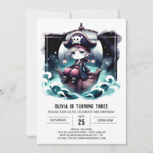 Nautical Enchanted Pirate Birthday Invitation