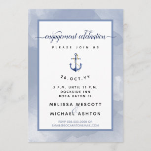 #Nautical Engagement Party Blue Watercolor Invitation