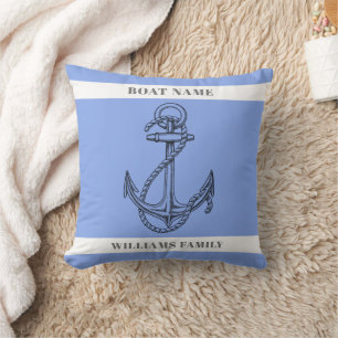 "Nautical Escape" Personalised Boat Name Anchor Cushion