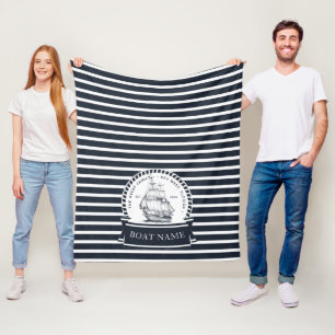 Nautical Family and Boat Name Modern Fleece Blanket