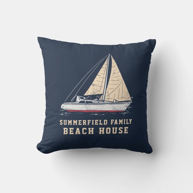 Nautical Family Beach House Custom Boating Cushion (Front)