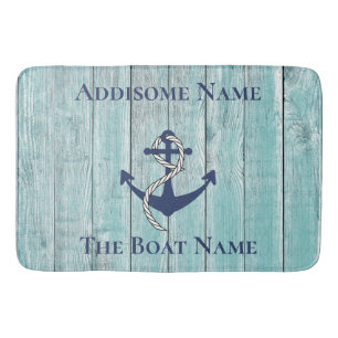 Nautical Family Boat Name Navy Anchor Table Lamp Bath Mat