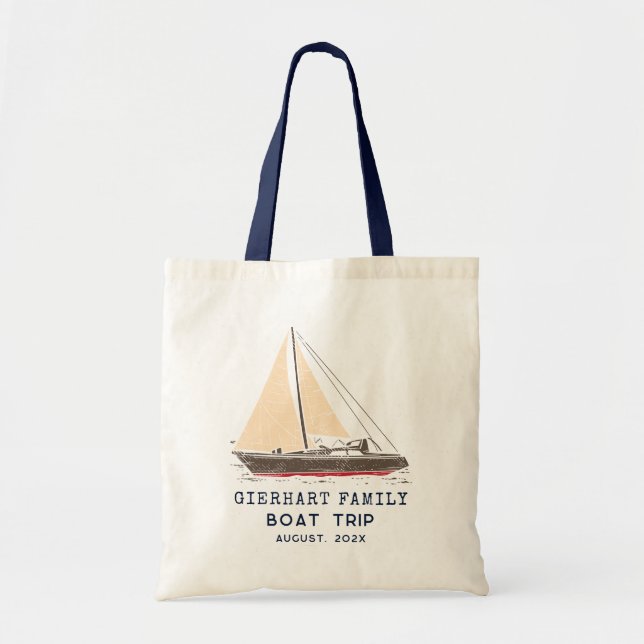 Nautical Family Boat Trip Sailing Personalised Tote Bag (Front)