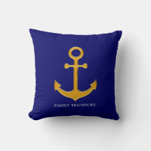 Nautical Family Gold Anchor on Navy Blue