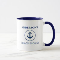 Nautical Family Name Beach House Blue Anchor BL