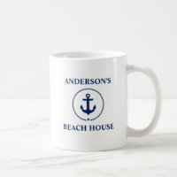 Nautical Family Name Beach House Blue Anchor
