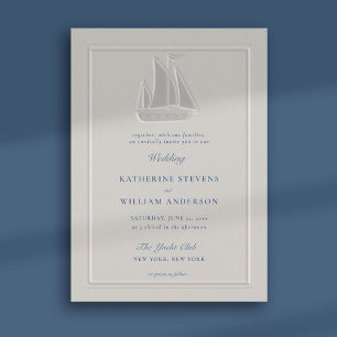 Nautical Faux Embossed Modern Classic Wedding Invitation