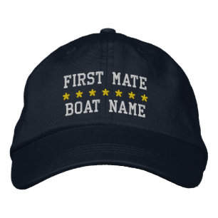 Nautical First Mate Your Boat Name Blue Cap