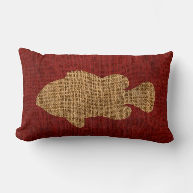 Nautical Fish in Rustic Red Lumbar Cushion (Front)
