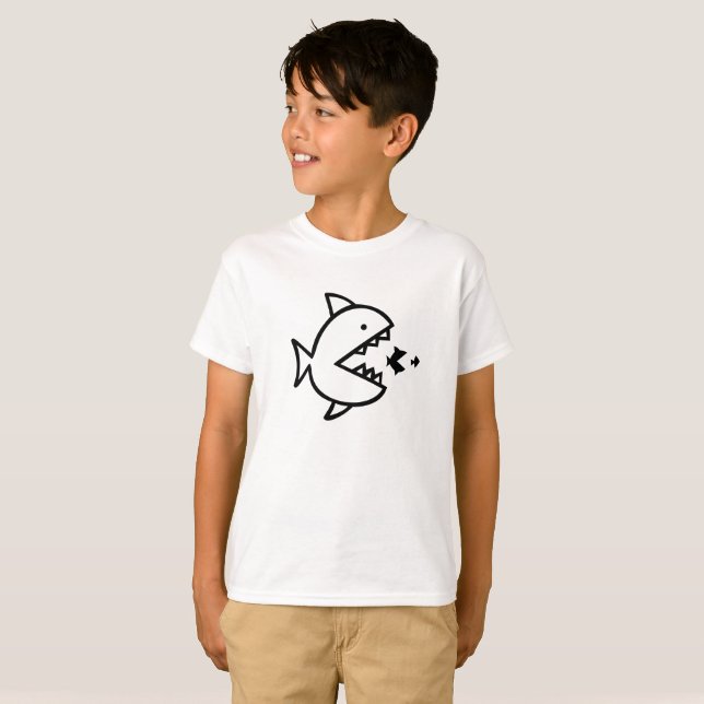 nautical FISH with teeth chasing fish | T-Shirt (Front Full)