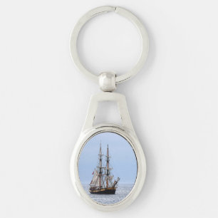 Nautical Fishing Boat Blue Skies Key Ring