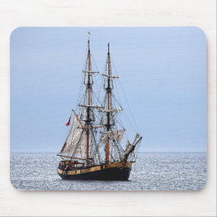 Nautical Fishing Boat Blue Skies Mouse Pad