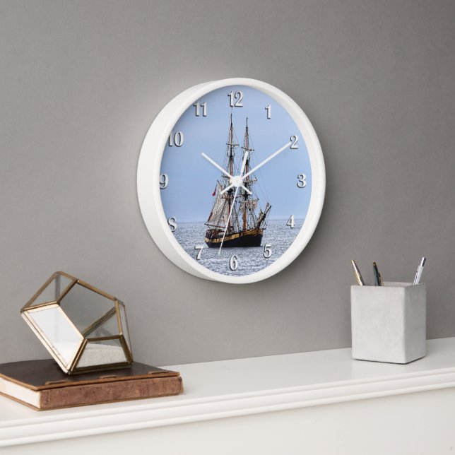 Nautical Fishing Boat White Numbers Clock (Office)