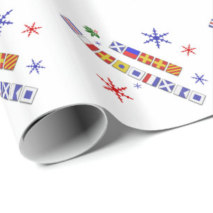 Nautical Flag Merry Christmas Gift Wrap