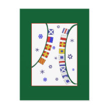 Nautical Flag Merry Christmas Postcard