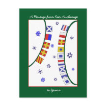 Nautical Flag Merry Christmas Postcard