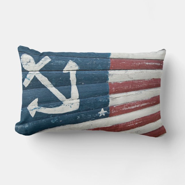 Nautical Flag on wood Lumbar Cushion (Front)