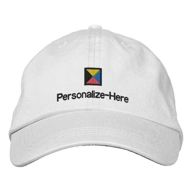 Nautical Flag "Z" Personalised Boater's Hat Embroi (Front)