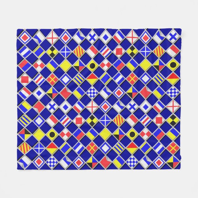 Nautical Flags Decor Fleece Blanket (Front (Horizontal))