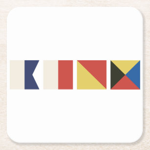 Nautical Flags Square Paper Coaster