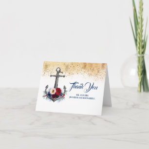Nautical Floral Anchor Wedding Thank You