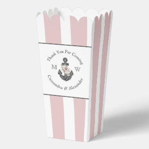 Nautical Floral Anchor White Blush Pink Rose  Favour Box