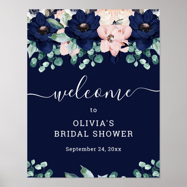 Nautical Floral | Bridal Shower Welcome Sign (Front)