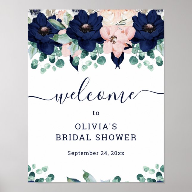 Nautical Floral | Bridal Shower Welcome Sign (Front)